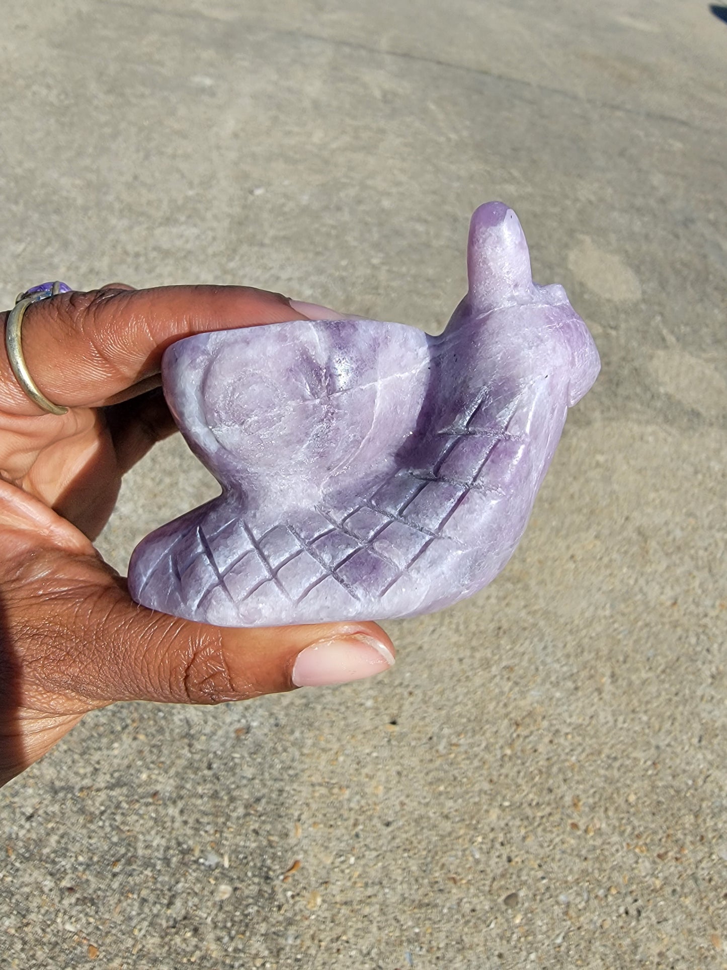 Lepidolite Snail Sphere Holder