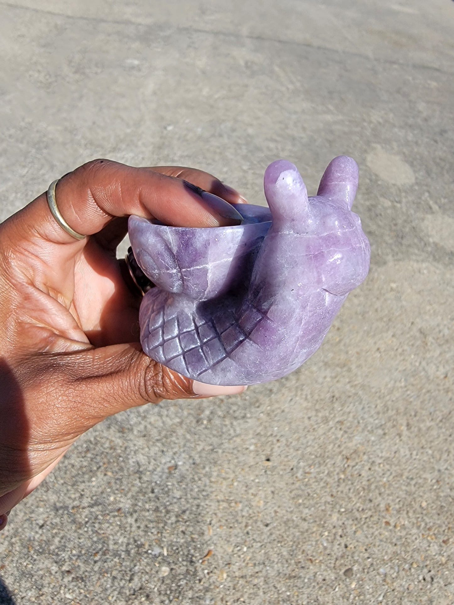 Lepidolite Snail Sphere Holder