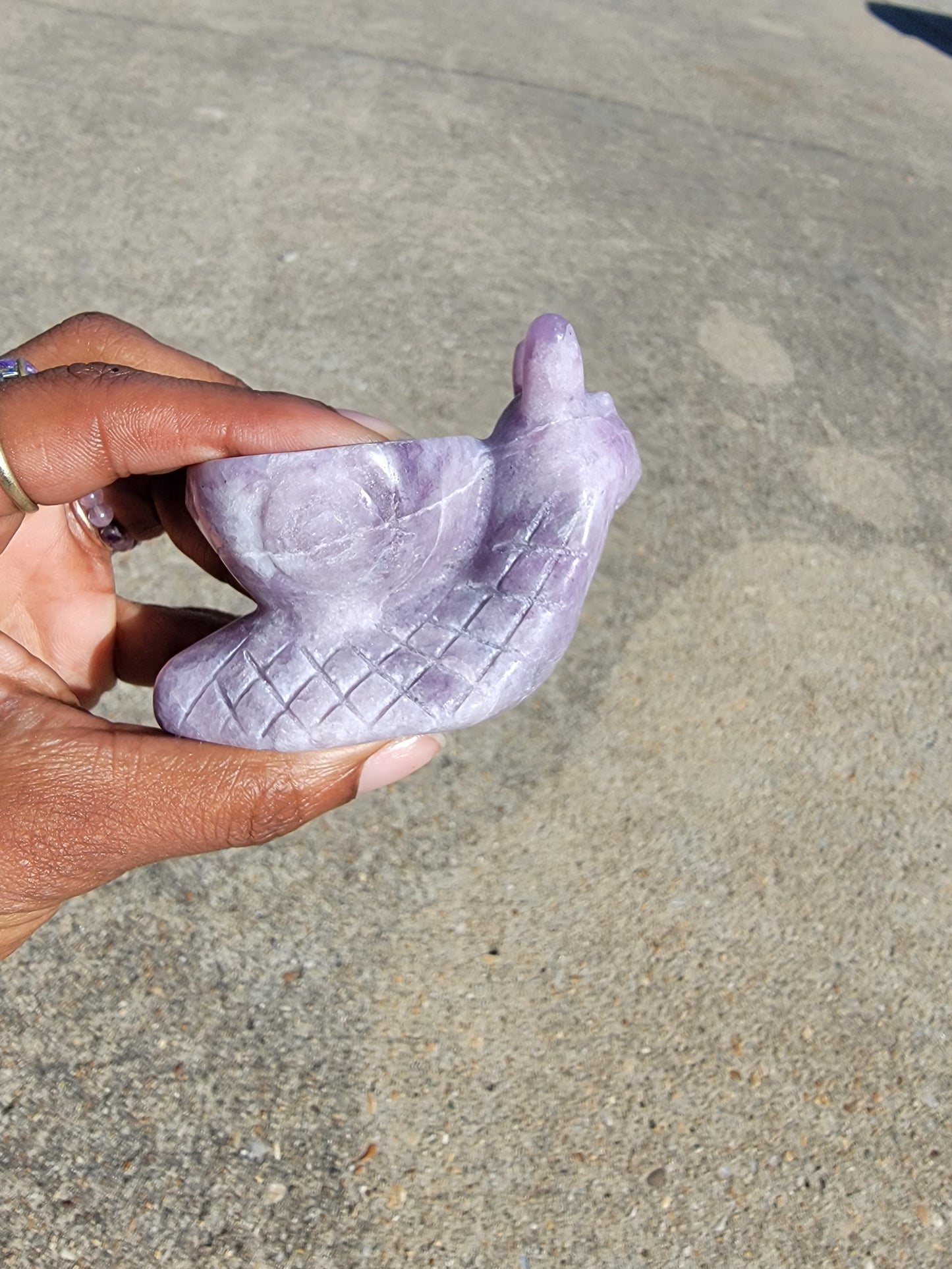 Lepidolite Snail Sphere Holder