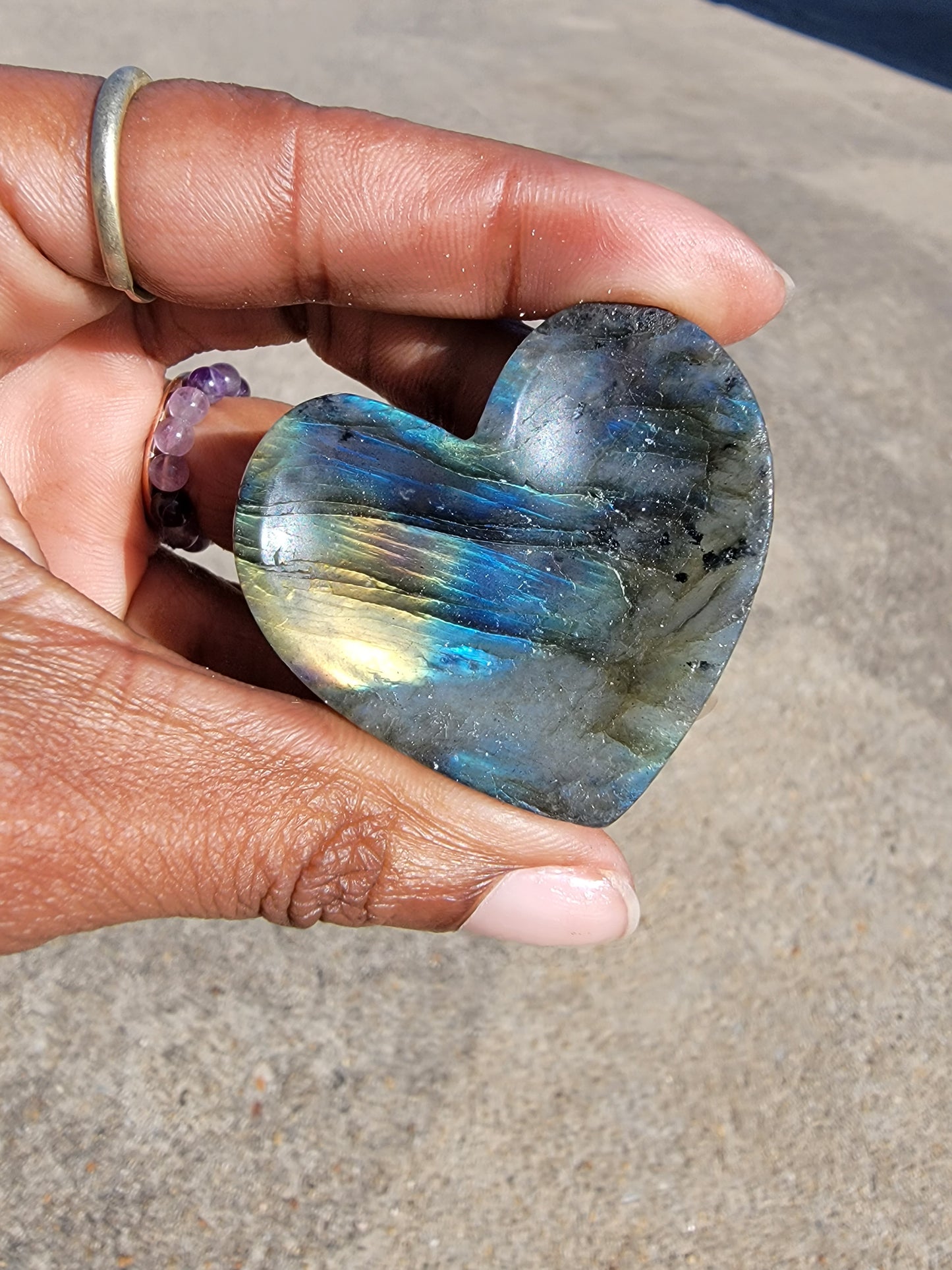 Labradorite Heart Shaped Mini Trinket Dish