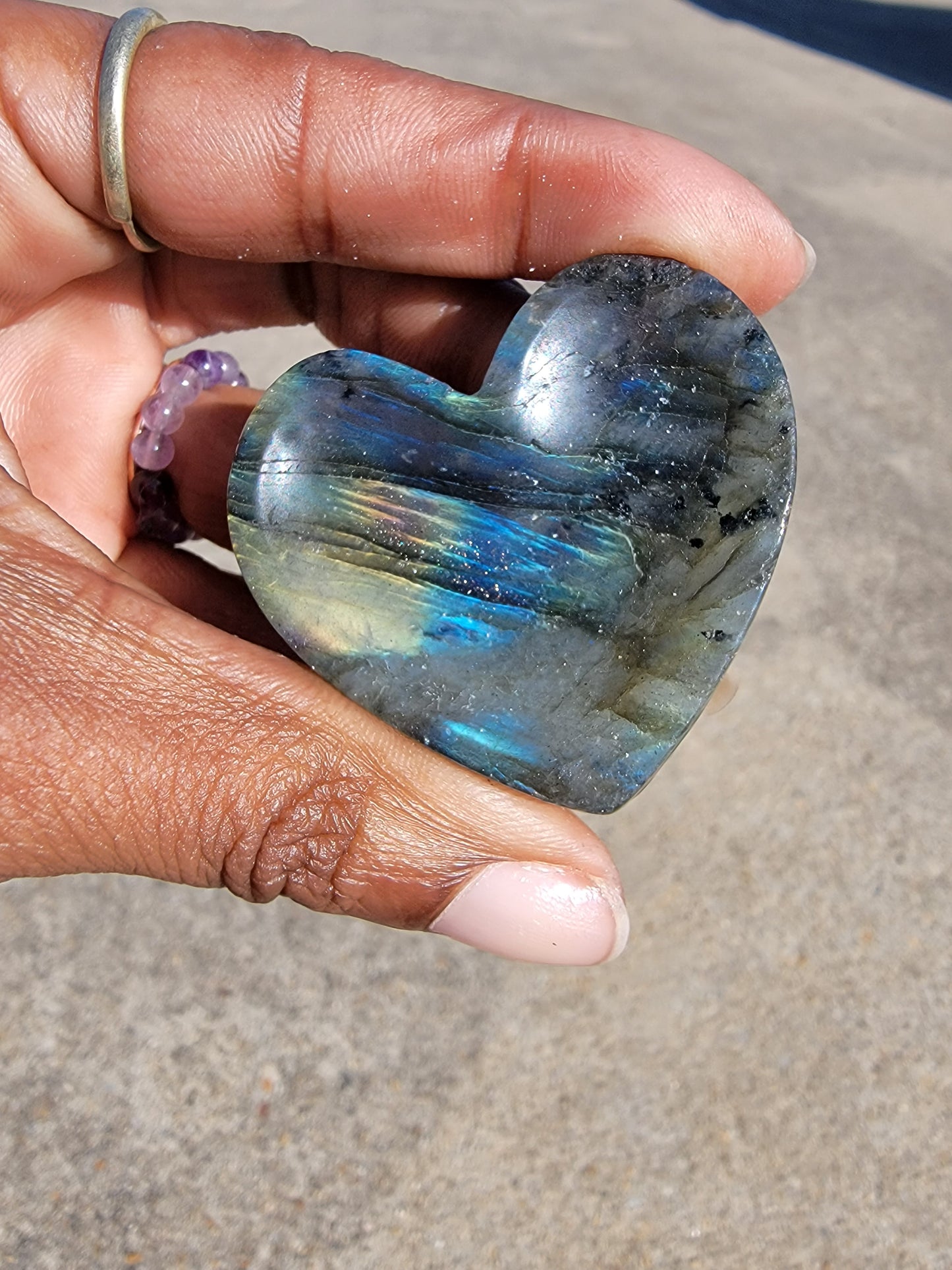 Labradorite Heart Shaped Mini Trinket Dish