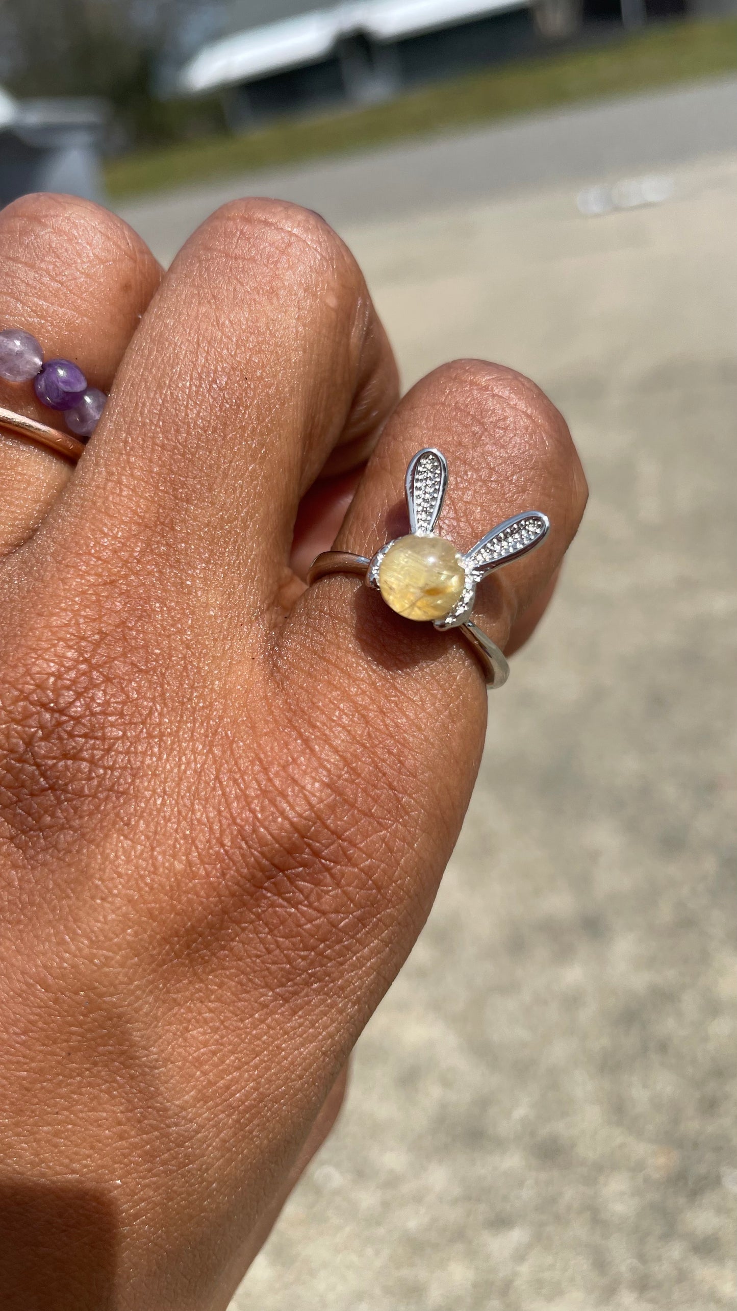 Golden Rutile Bunny Ring