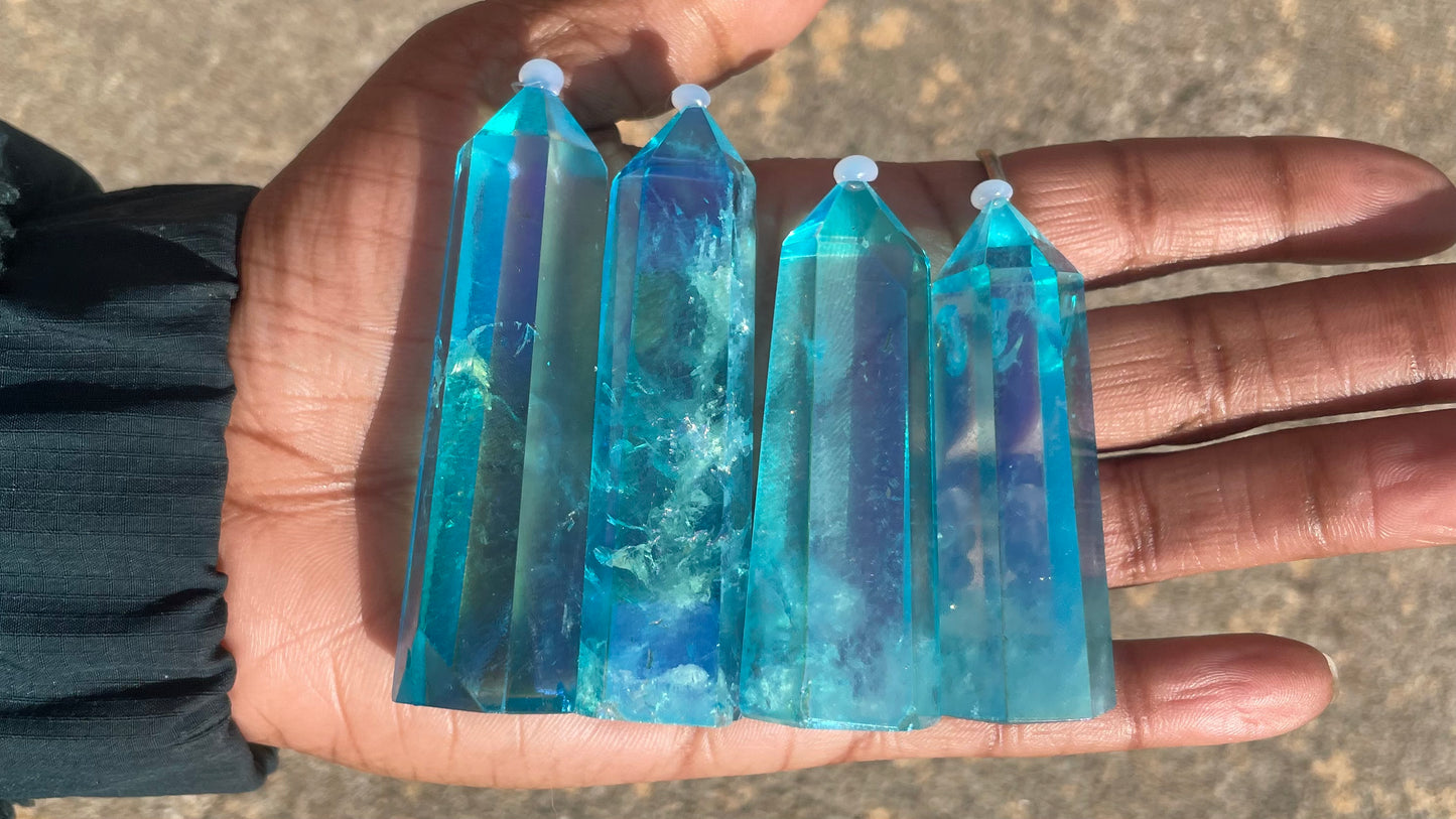 Blue Aura Quartz Tower