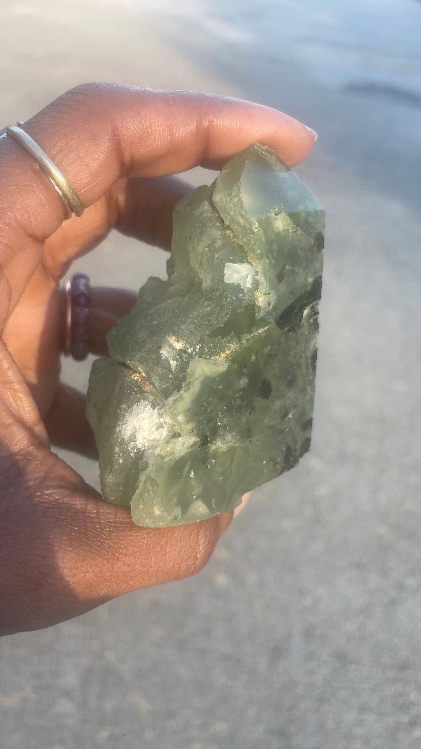 Prehnite Half Polished Cluster