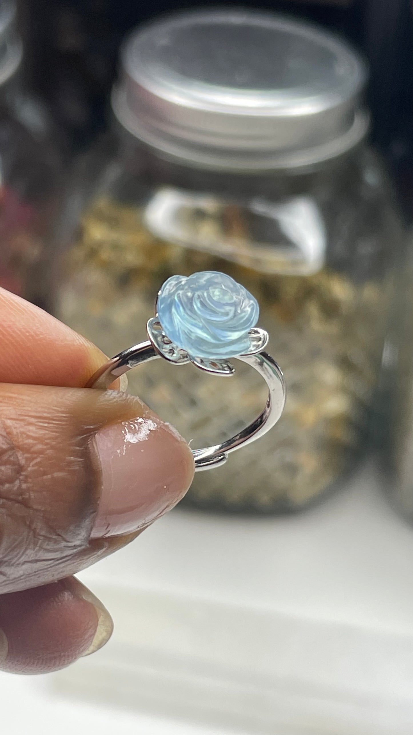 Aquamarine Flower Ring