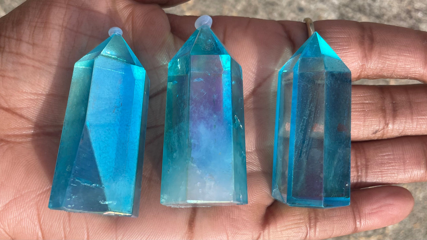 Blue Aura Quartz Tower