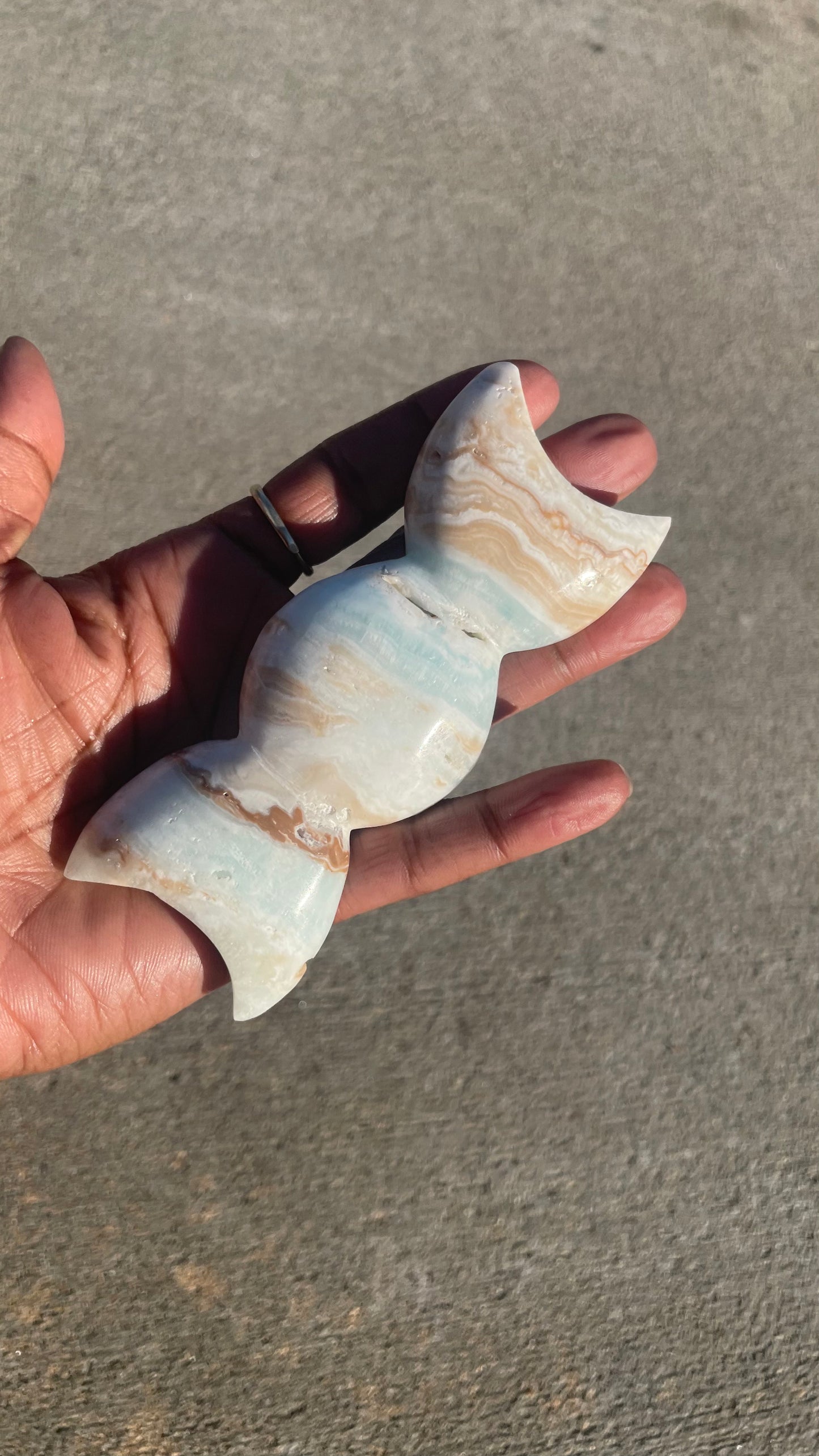 Caribbean Calcite Triple Moon Bowl