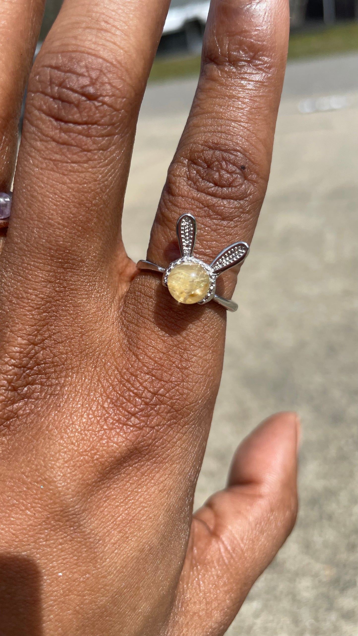 Golden Rutile Bunny Ring