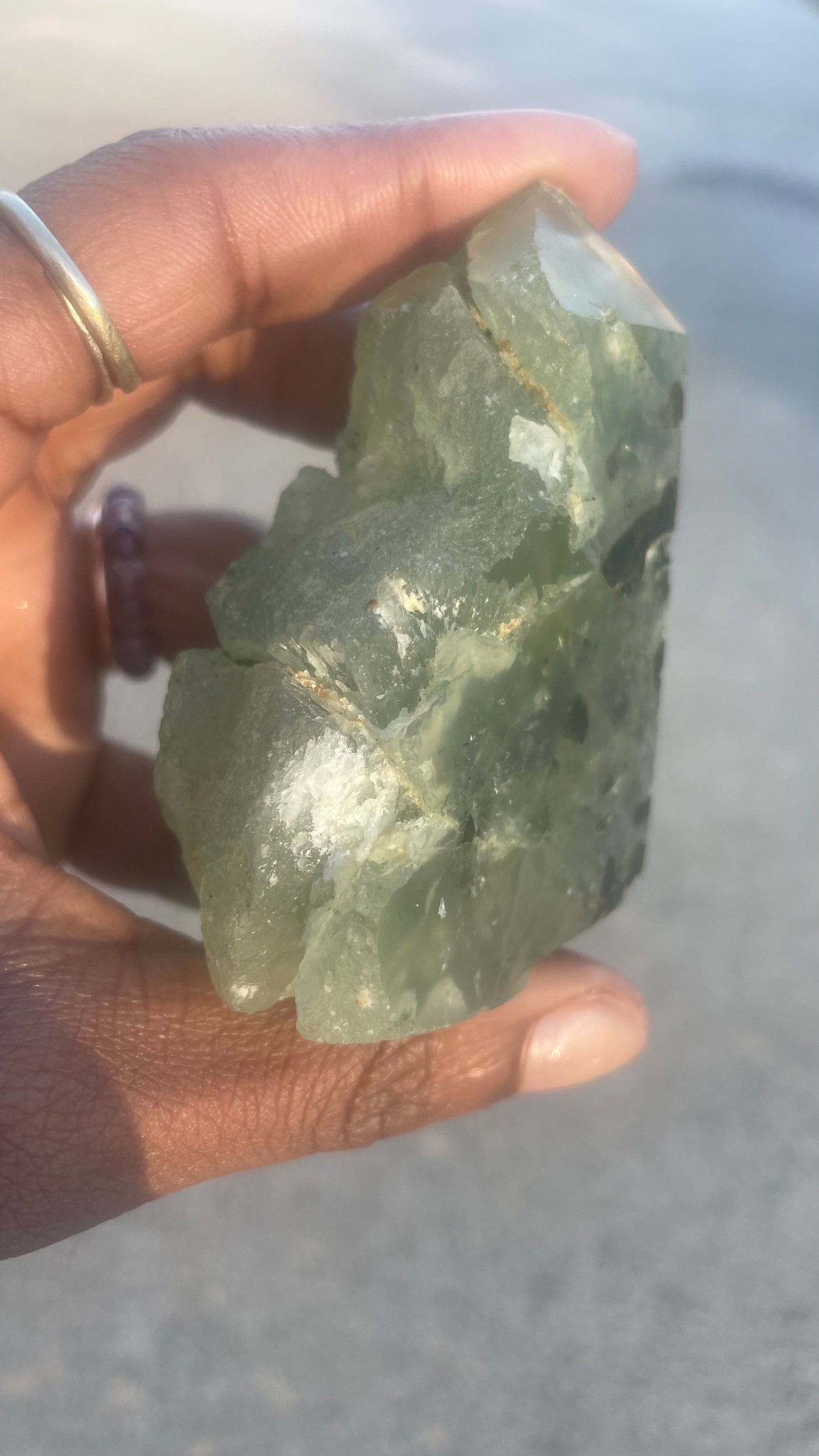 Prehnite Half Polished Cluster